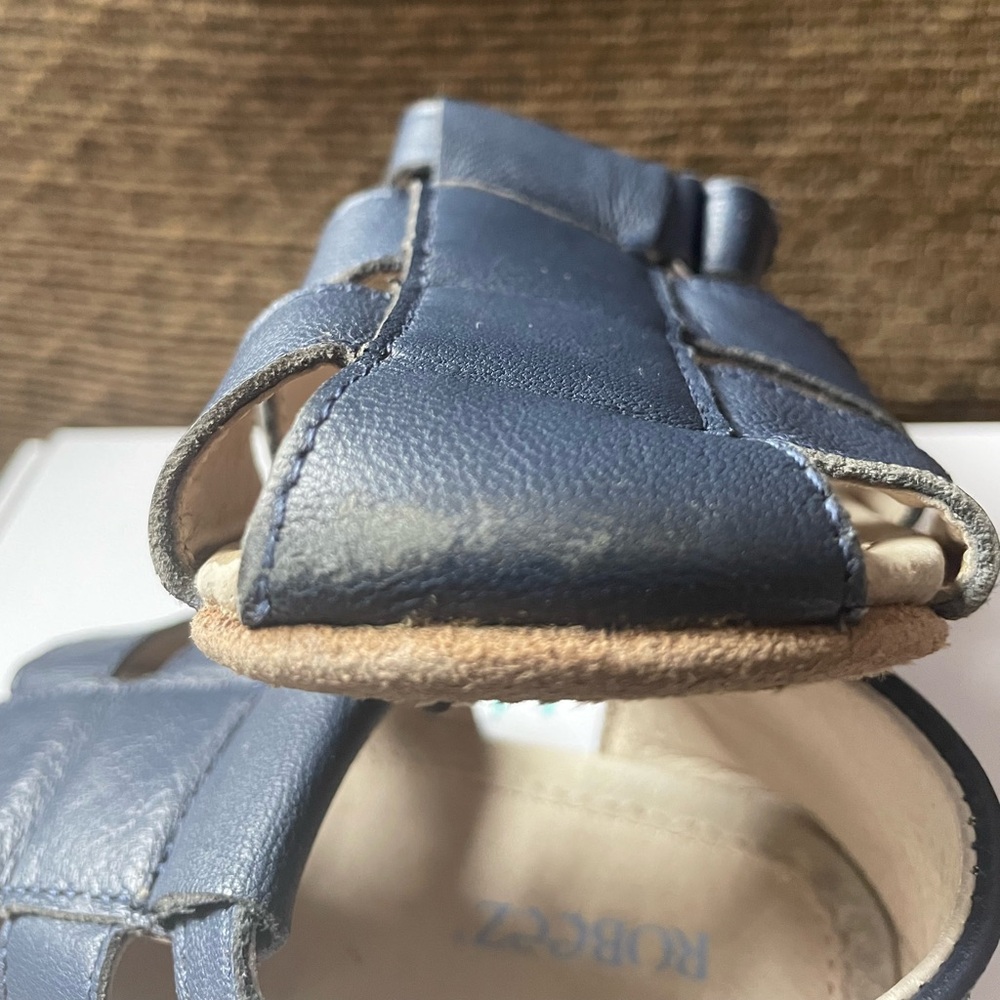 Robeez First Kicks blue leather sandals, used, size 18-24 month. - Picture 6 of 9